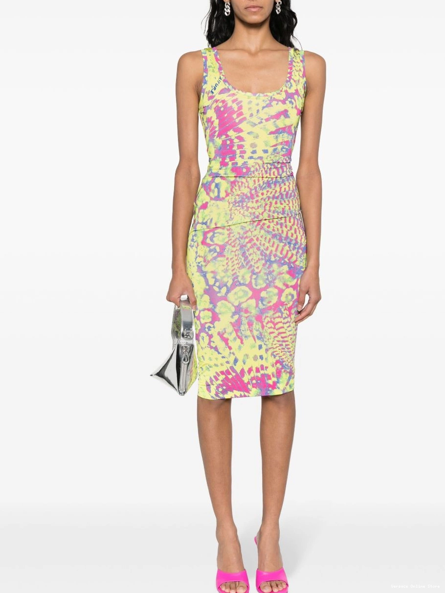 Cheap Versace sleeveless Women dress Jeans Couture abstract-print 0628